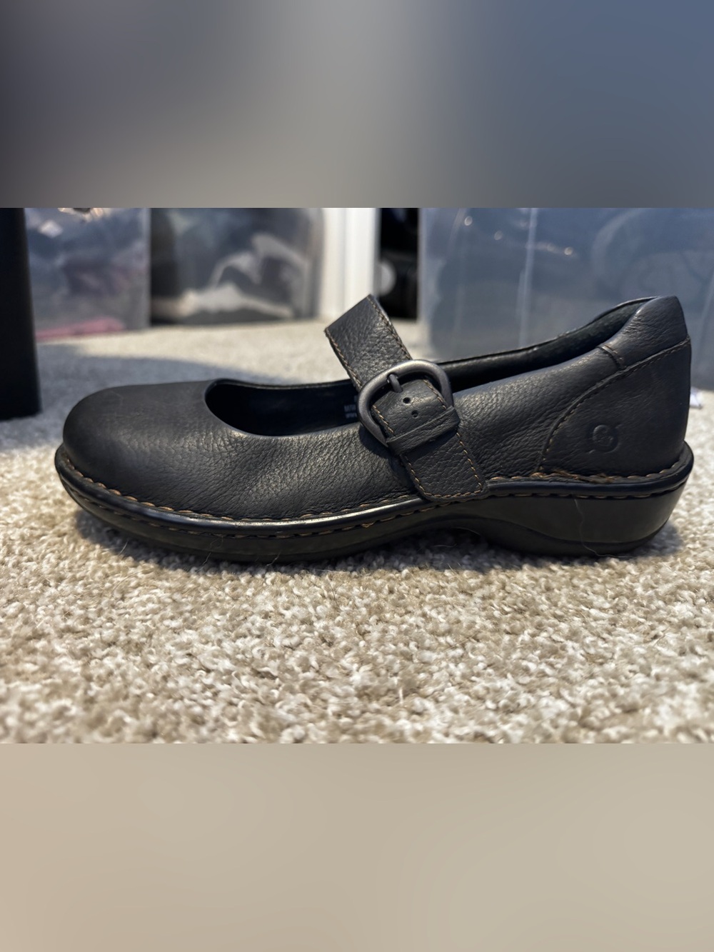 Born Women Black Leather Mary Jane Shoes Size 8 Strap Buckle Comfort - Picture 5 of 5